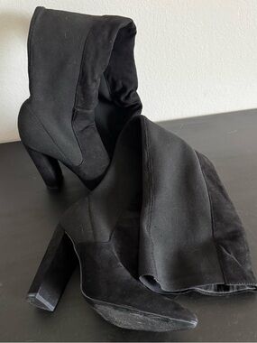 Women’s Black High Heel Fold-Over Booties